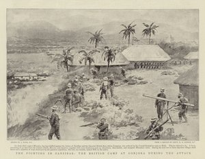 The Fighting in Zanzibar, the British Camp at Gonjora during the Attack
